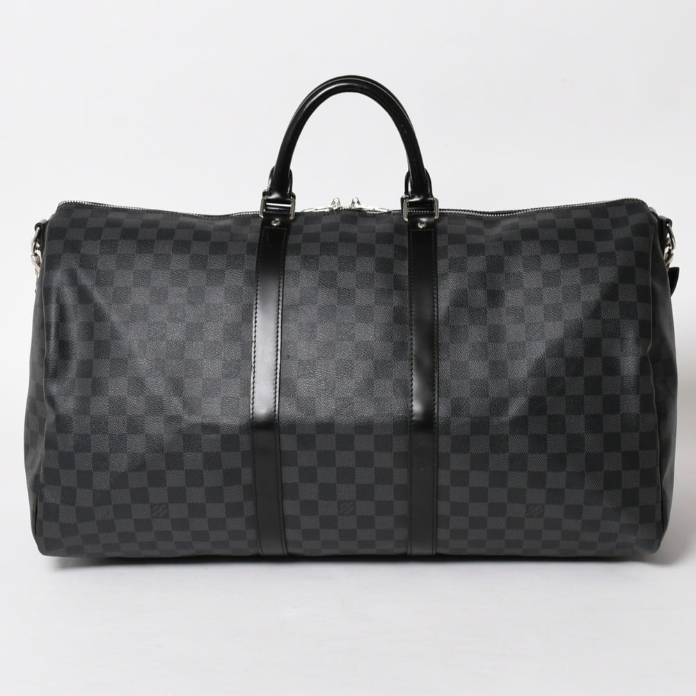 極美品 LOUIS VUITTON ルイヴィトン キーポルバンドリエール55 ボストンバッグ N41413 ダミエグラフィット ブラック 中古 4a006033