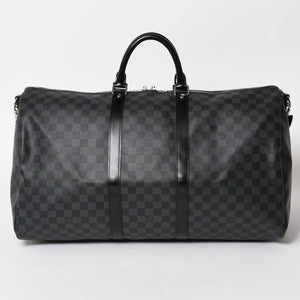 極美品 LOUIS VUITTON ルイヴィトン キーポルバンドリエール55 ボストンバッグ N41413 ダミエグラフィット ブラック 中古 4a006033