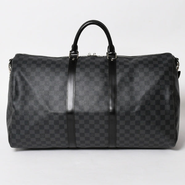 極美品 LOUIS VUITTON ルイヴィトン キーポルバンドリエール55 ボストンバッグ N41413 ダミエグラフィット ブラック 中古 4a006033