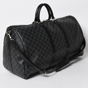 極美品 LOUIS VUITTON ルイヴィトン キーポルバンドリエール55 ボストンバッグ N41413 ダミエグラフィット ブラック 中古 4a006033