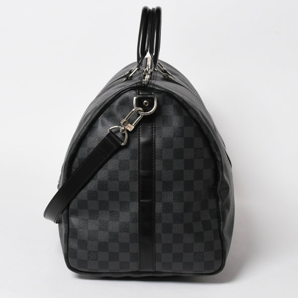 極美品 LOUIS VUITTON ルイヴィトン キーポルバンドリエール55 ボストンバッグ N41413 ダミエグラフィット ブラック 中古 4a006033