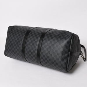 極美品 LOUIS VUITTON ルイヴィトン キーポルバンドリエール55 ボストンバッグ N41413 ダミエグラフィット ブラック 中古 4a006033
