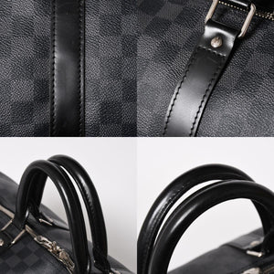 極美品 LOUIS VUITTON ルイヴィトン キーポルバンドリエール55 ボストンバッグ N41413 ダミエグラフィット ブラック 中古 4a006033