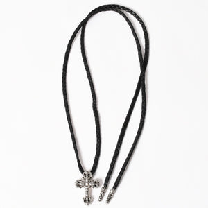 CHROME HEARTS クロムハーツ フィリグリークロス レザーブレイド ネックレス シルバー925 シルバー スターリングシルバー 重量約37.12g 美品 中古 4a005988