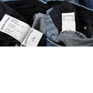 極美品 CHROME HEARTS クロムハーツ セメタリークロスパッチ デニムパンツ ジーンズ サイズ32 35パッチ クロスボール ブルー 中古 4a006043