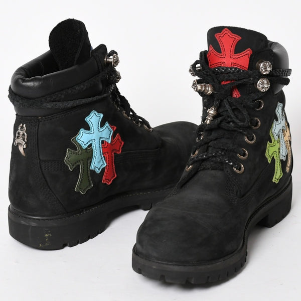 CHROME HEARTS クロムハーツ × Timberland ティンバーランド 6インチブーツ サイズ8M 10073 セメタリークロスパッチ 8パッチ 美品 中古 4a006035