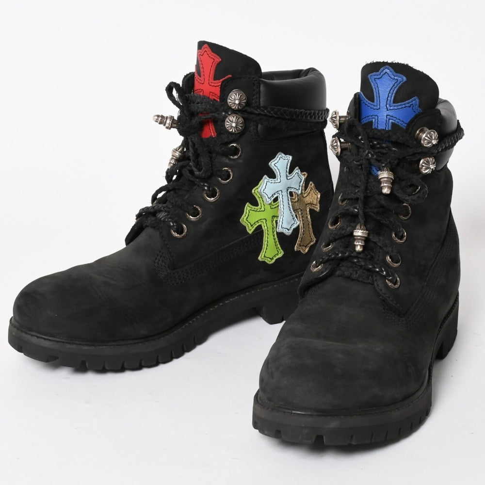 CHROME HEARTS クロムハーツ × Timberland ティンバーランド 6インチブーツ サイズ8M 10073 セメタリークロスパッチ 8パッチ 美品 中古 4a006035