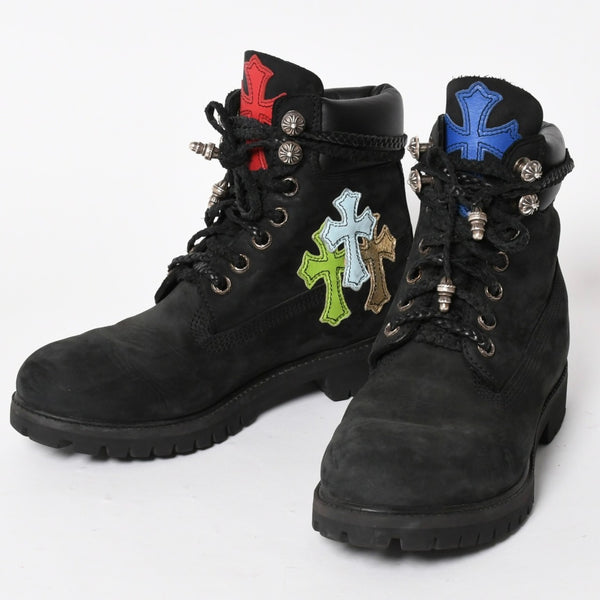 CHROME HEARTS クロムハーツ × Timberland ティンバーランド 6インチブーツ サイズ8M 10073 セメタリークロスパッチ 8パッチ 美品 中古 4a006035