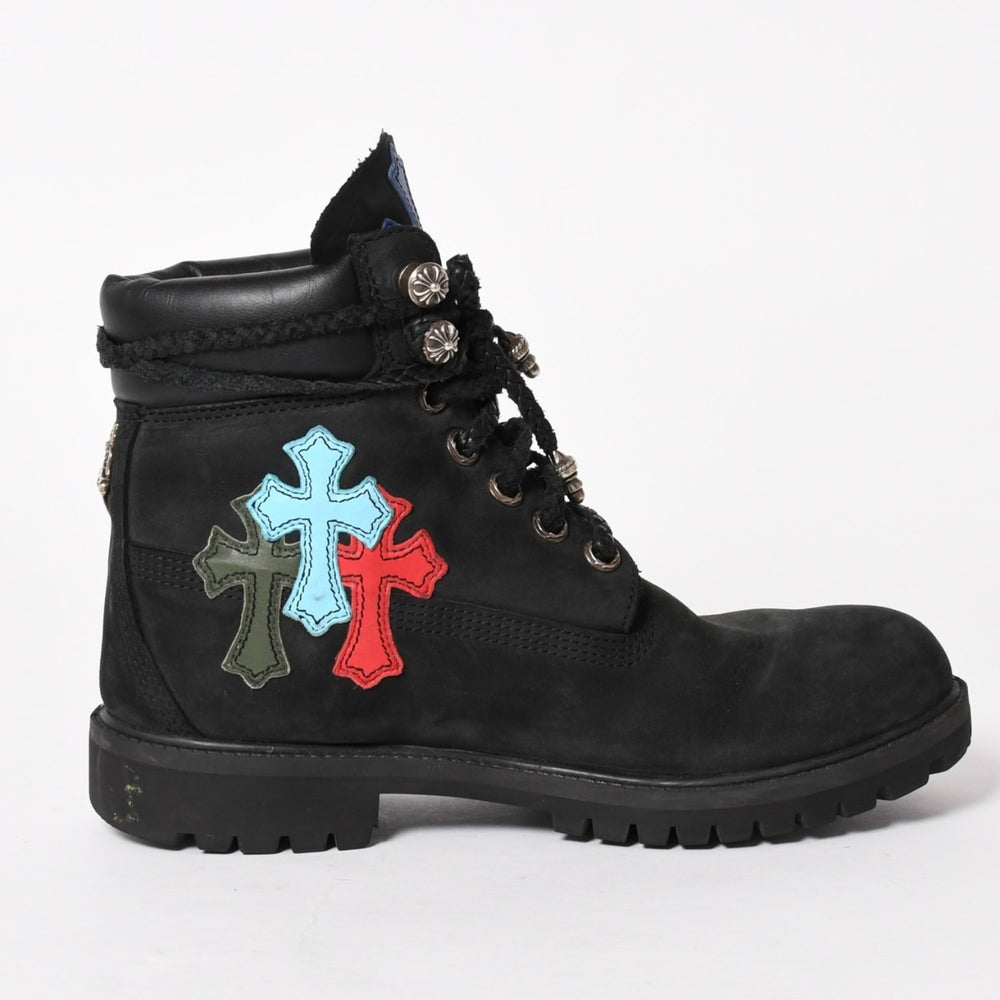 CHROME HEARTS クロムハーツ × Timberland ティンバーランド 6インチブーツ サイズ8M 10073 セメタリークロスパッチ 8パッチ 美品 中古 4a006035