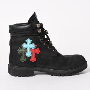CHROME HEARTS クロムハーツ × Timberland ティンバーランド 6インチブーツ サイズ8M 10073 セメタリークロスパッチ 8パッチ 美品 中古 4a006035