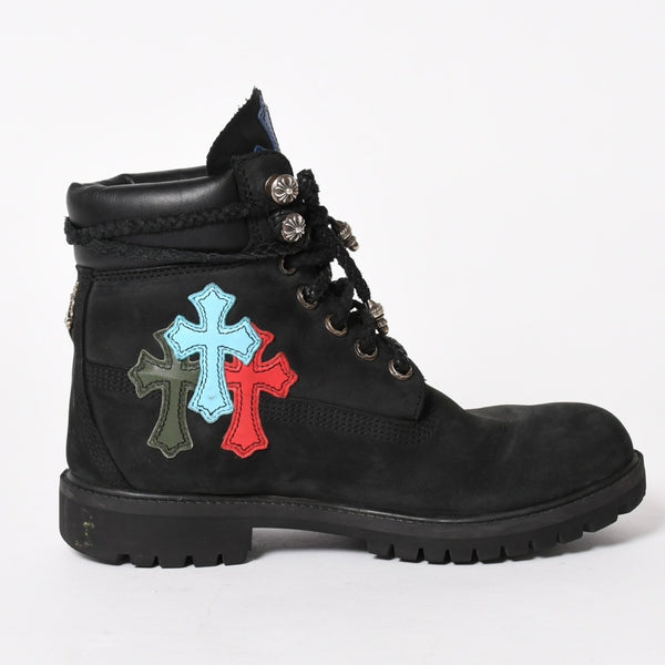 CHROME HEARTS クロムハーツ × Timberland ティンバーランド 6インチブーツ サイズ8M 10073 セメタリークロスパッチ 8パッチ 美品 中古 4a006035