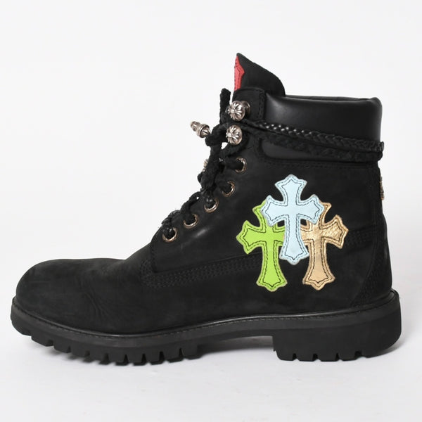 CHROME HEARTS クロムハーツ × Timberland ティンバーランド 6インチブーツ サイズ8M 10073 セメタリークロスパッチ 8パッチ 美品 中古 4a006035