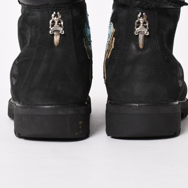 CHROME HEARTS クロムハーツ × Timberland ティンバーランド 6インチブーツ サイズ8M 10073 セメタリークロスパッチ 8パッチ 美品 中古 4a006035