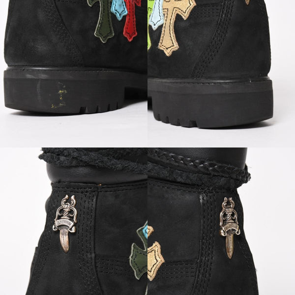 CHROME HEARTS クロムハーツ × Timberland ティンバーランド 6インチブーツ サイズ8M 10073 セメタリークロスパッチ 8パッチ 美品 中古 4a006035
