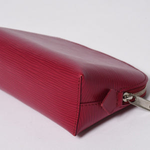 極美品 LOUIS VUITTON ルイヴィトン エピ ポシェット・コスメティック ポーチ M40641 ピンク フューシャ シルバー金具 中古 4a006074