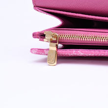 画像をギャラリービューアに読み込む, 新品同様品 LOUIS VUITTON ルイヴィトン モノグラム ジャガード ポルトフォイユ サラ 長財布 モノグラムデニム フューシャ M28280 中古 4a006058