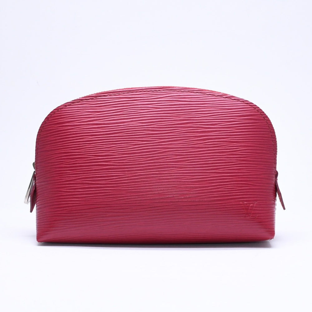 極美品 LOUIS VUITTON ルイヴィトン ポシェットコスメティック ポーチ M40641 フランス製 エピレザー フューシャ シルバー金具 中古 4a006076
