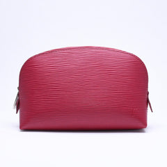 極美品 LOUIS VUITTON ルイヴィトン ポシェットコスメティック ポーチ M40641 フランス製 エピレザー フューシャ シルバー金具 中古 4a006076