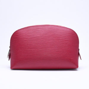 極美品 LOUIS VUITTON ルイヴィトン ポシェットコスメティック ポーチ M40641 フランス製 エピレザー フューシャ シルバー金具 中古 4a006076