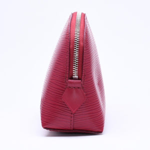 極美品 LOUIS VUITTON ルイヴィトン ポシェットコスメティック ポーチ M40641 フランス製 エピレザー フューシャ シルバー金具 中古 4a006076