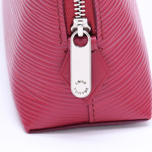 極美品 LOUIS VUITTON ルイヴィトン ポシェットコスメティック ポーチ M40641 フランス製 エピレザー フューシャ シルバー金具 中古 4a006076