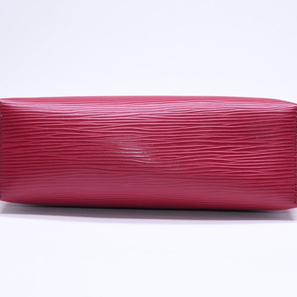 極美品 LOUIS VUITTON ルイヴィトン ポシェットコスメティック ポーチ M40641 フランス製 エピレザー フューシャ シルバー金具 中古 4a006076