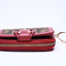 画像をギャラリービューアに読み込む, 極美品 FENDI フェンディ コンパクトウォレット 二つ折り財布 ズッカ柄 イタリア製 キャンバス レザー ブラウン レッド ゴールド金具 中古 4a006054