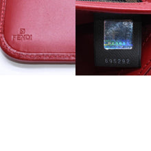 画像をギャラリービューアに読み込む, 極美品 FENDI フェンディ コンパクトウォレット 二つ折り財布 ズッカ柄 イタリア製 キャンバス レザー ブラウン レッド ゴールド金具 中古 4a006054
