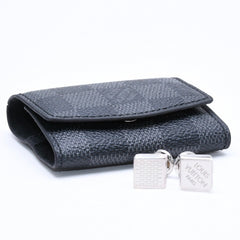 極美品 LOUIS VUITTON ルイヴィトン ブトンドゥマンシェット ソーホー カフス M62595 ダミエグラフィット レザー メタル 中古 4a006068