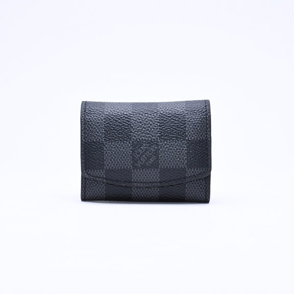 極美品 LOUIS VUITTON ルイヴィトン ブトンドゥマンシェット ソーホー カフス M62595 ダミエグラフィット レザー メタル 中古 4a006068