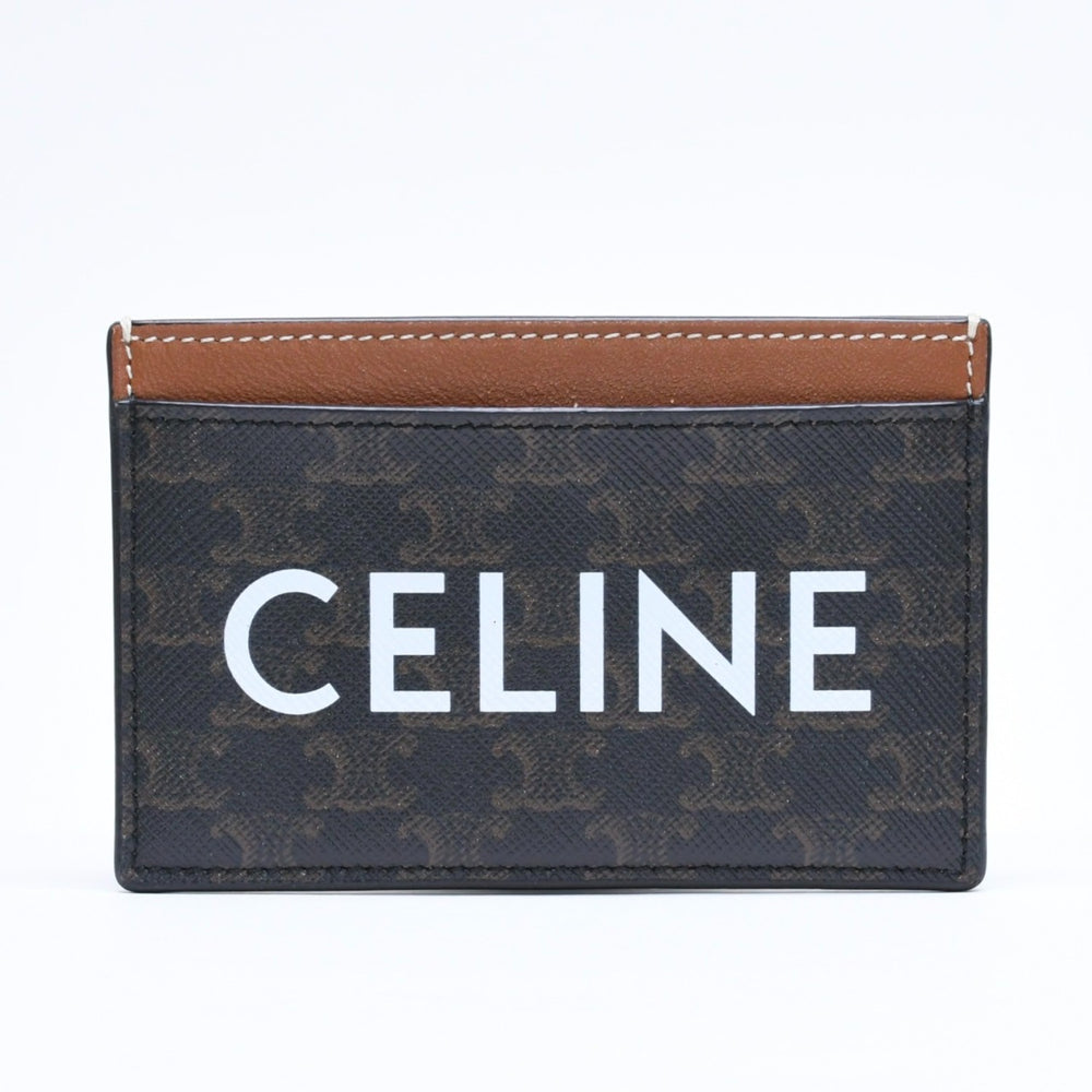 極美品 CELINE セリーヌ カードケース カードホルダー トリオンフキャンバス W-SD-4202 ブラウン ブラック 中古 4a006065