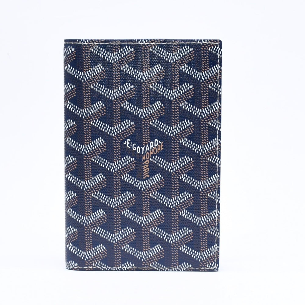 新品同様 GOYARD ゴヤール グルネル パスポートケース カードケース GRENELPMLTY12CL12X PVC レザー ネイビー 中古 4a006019