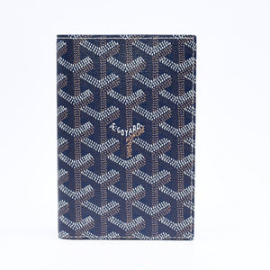 新品同様 GOYARD ゴヤール グルネル パスポートケース カードケース GRENELPMLTY12CL12X PVC レザー ネイビー 中古 4a006019