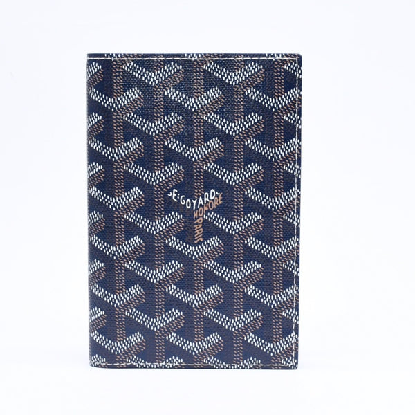 新品同様 GOYARD ゴヤール グルネル パスポートケース カードケース GRENELPMLTY12CL12X PVC レザー ネイビー 中古 4a006019