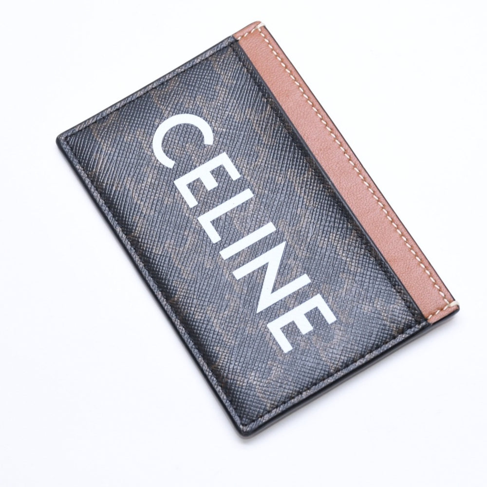 極美品 CELINE セリーヌ カードケース カードホルダー トリオンフキャンバス W-SD-4202 ブラウン ブラック 中古 4a006065
