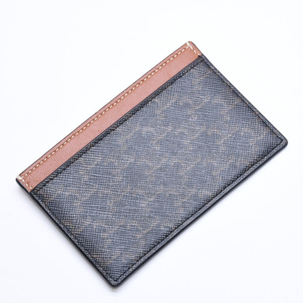 Very Good Condition CELINE Card Case Card Holder Triomphe Canvas W-SD-4202 Brown Black Used 4a006065
