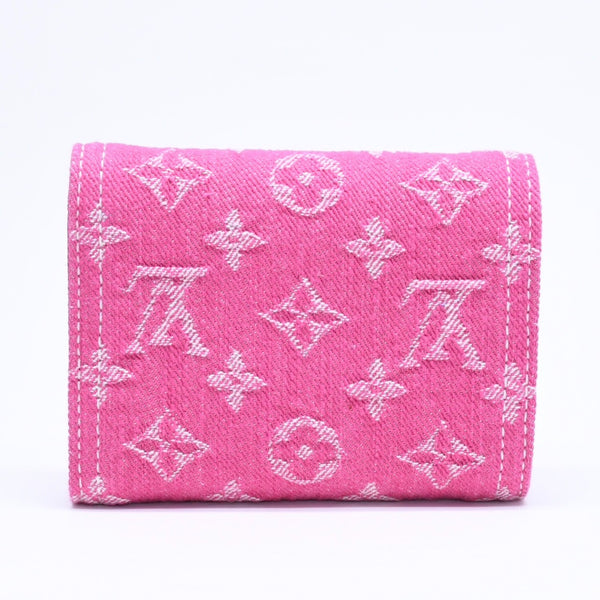 新品同様 LOUIS VUITTON ルイヴィトン ポルトフォイユ ヴィクトリーヌ 三つ折り財布 M27707 モノグラム デニム ピンク 中古 4a006107