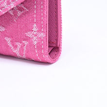 画像をギャラリービューアに読み込む, 新品同様 LOUIS VUITTON ルイヴィトン ポルトフォイユ ヴィクトリーヌ 三つ折り財布 M27707 モノグラム デニム ピンク 中古 4a006107