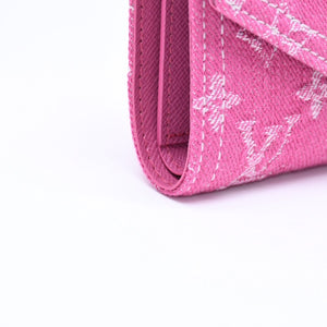 新品同様 LOUIS VUITTON ルイヴィトン ポルトフォイユ ヴィクトリーヌ 三つ折り財布 M27707 モノグラム デニム ピンク 中古 4a006107