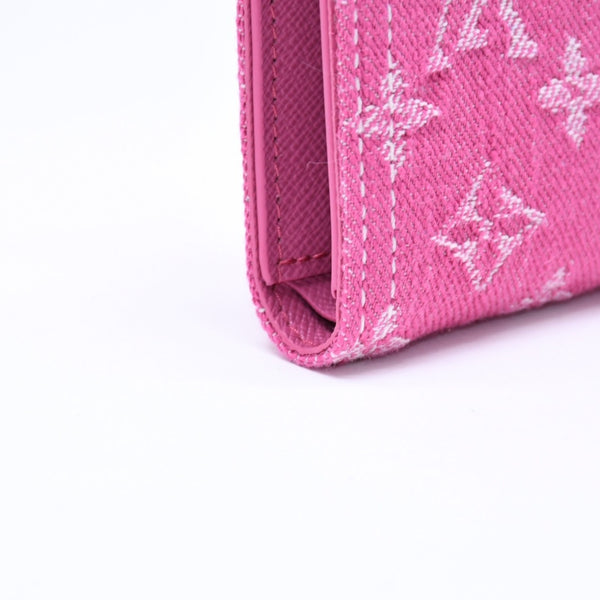 新品同様 LOUIS VUITTON ルイヴィトン ポルトフォイユ ヴィクトリーヌ 三つ折り財布 M27707 モノグラム デニム ピンク 中古 4a006107