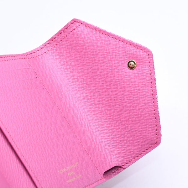 新品同様 LOUIS VUITTON ルイヴィトン ポルトフォイユ ヴィクトリーヌ 三つ折り財布 M27707 モノグラム デニム ピンク 中古 4a006107