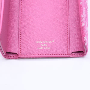 新品同様 LOUIS VUITTON ルイヴィトン ポルトフォイユ ヴィクトリーヌ 三つ折り財布 M27707 モノグラム デニム ピンク 中古 4a006107