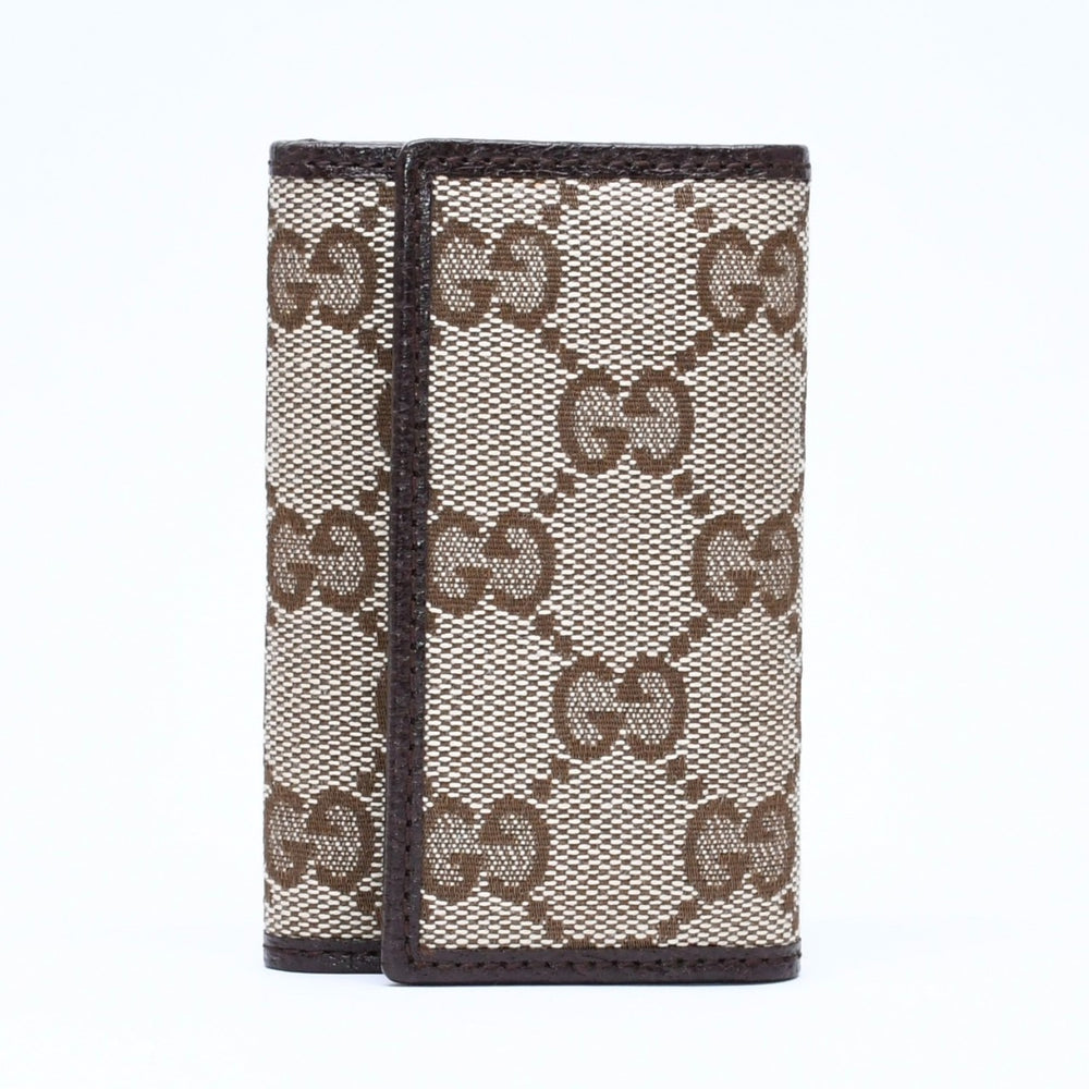 極美品 GUCCI グッチ キーケース 小物 イタリア製 GGキャンバス レザー ベージュ ブラウン シルバー金具 中古 4a006070