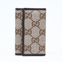 極美品 GUCCI グッチ キーケース 小物 イタリア製 GGキャンバス レザー ベージュ ブラウン シルバー金具 中古 4a006070