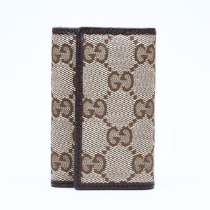 極美品 GUCCI グッチ キーケース 小物 イタリア製 GGキャンバス レザー ベージュ ブラウン シルバー金具 中古 4a006070