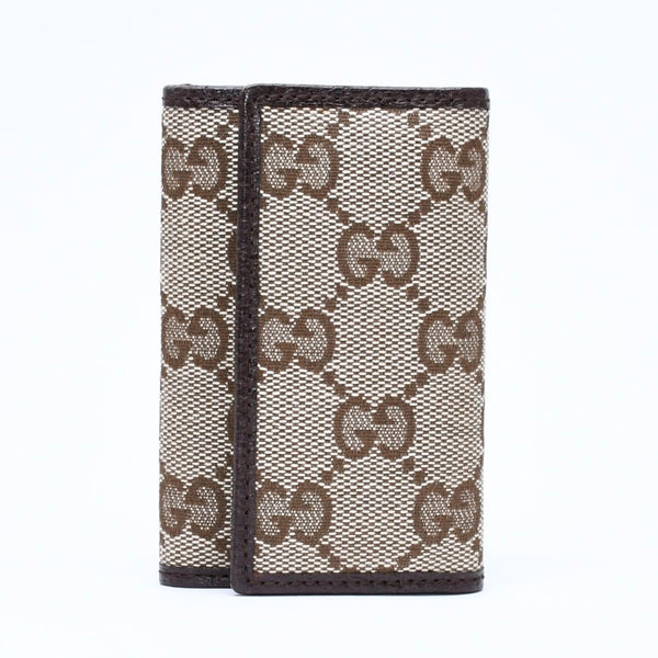 極美品 GUCCI グッチ キーケース 小物 イタリア製 GGキャンバス レザー ベージュ ブラウン シルバー金具 中古 4a006070