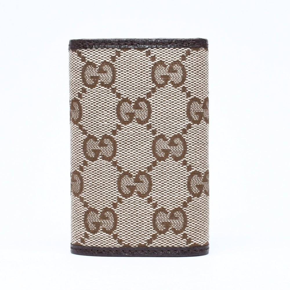 極美品 GUCCI グッチ キーケース 小物 イタリア製 GGキャンバス レザー ベージュ ブラウン シルバー金具 中古 4a006070