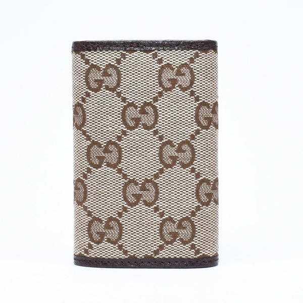 極美品 GUCCI グッチ キーケース 小物 イタリア製 GGキャンバス レザー ベージュ ブラウン シルバー金具 中古 4a006070