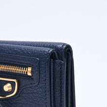 画像をギャラリービューアに読み込む, 極美品 BALENCIAGA バレンシアガ コンパクトウォレット ウォレット 財布 470059 ネイビー ゴールド金具 三つ折り財布 中古 4a006077
