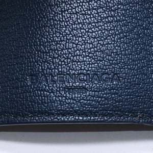 極美品 BALENCIAGA バレンシアガ コンパクトウォレット ウォレット 財布 470059 ネイビー ゴールド金具 三つ折り財布 中古 4a006077
